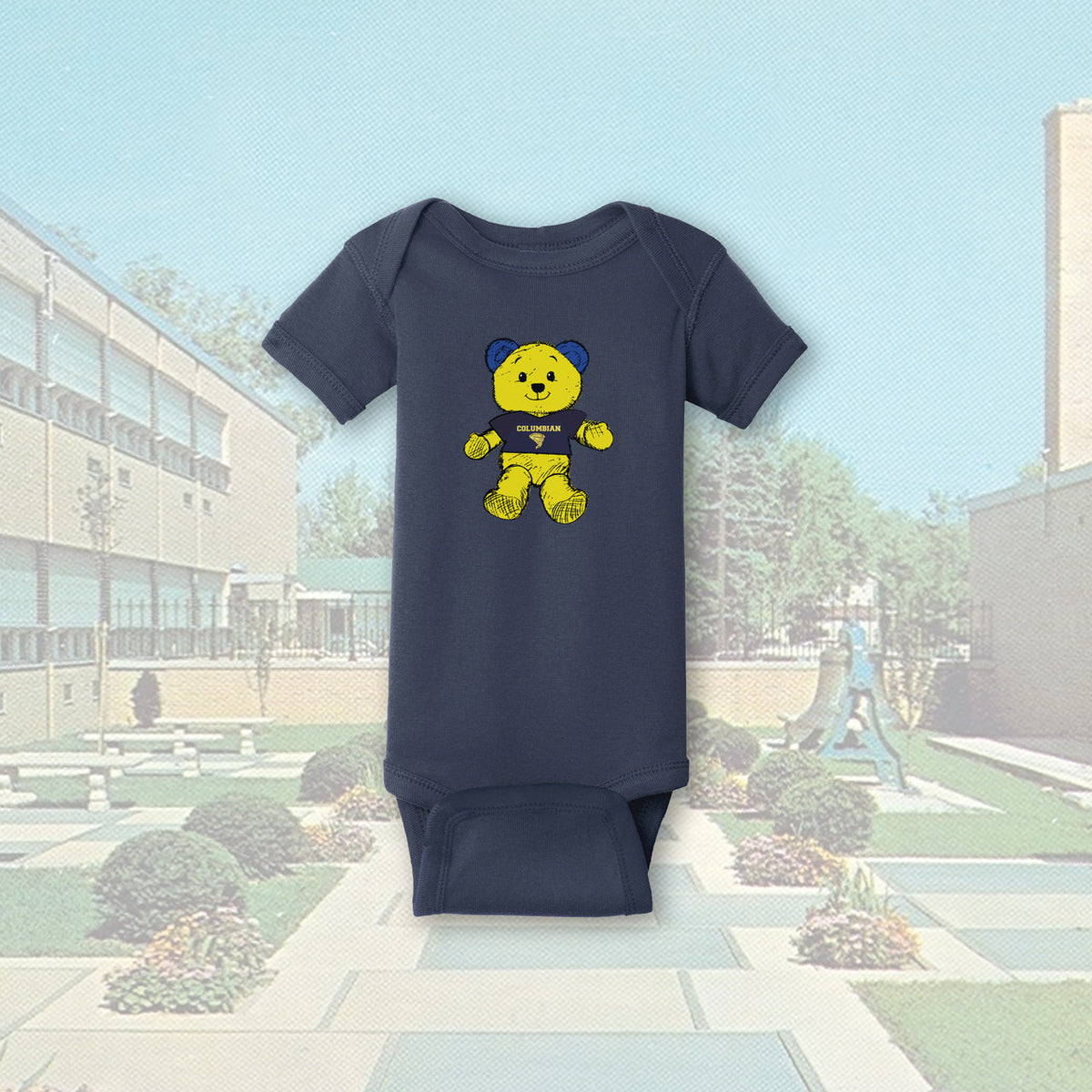 Tiffin Columbian Teddy Tornado Navy Infant Bodysuit