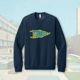 Tiffin Columbian Tornadoes Pennant Flag Heather Navy Adult Unisex Sponge Fleece Raglan Crewneck Sweatshirt