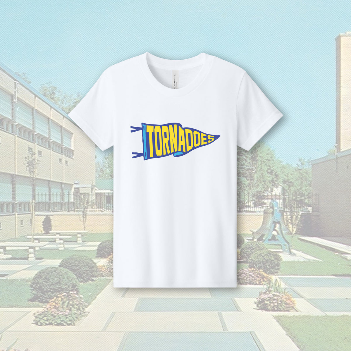 Tiffin Columbian Tornadoes Pennant Flag White Youth Unisex T-Shirt