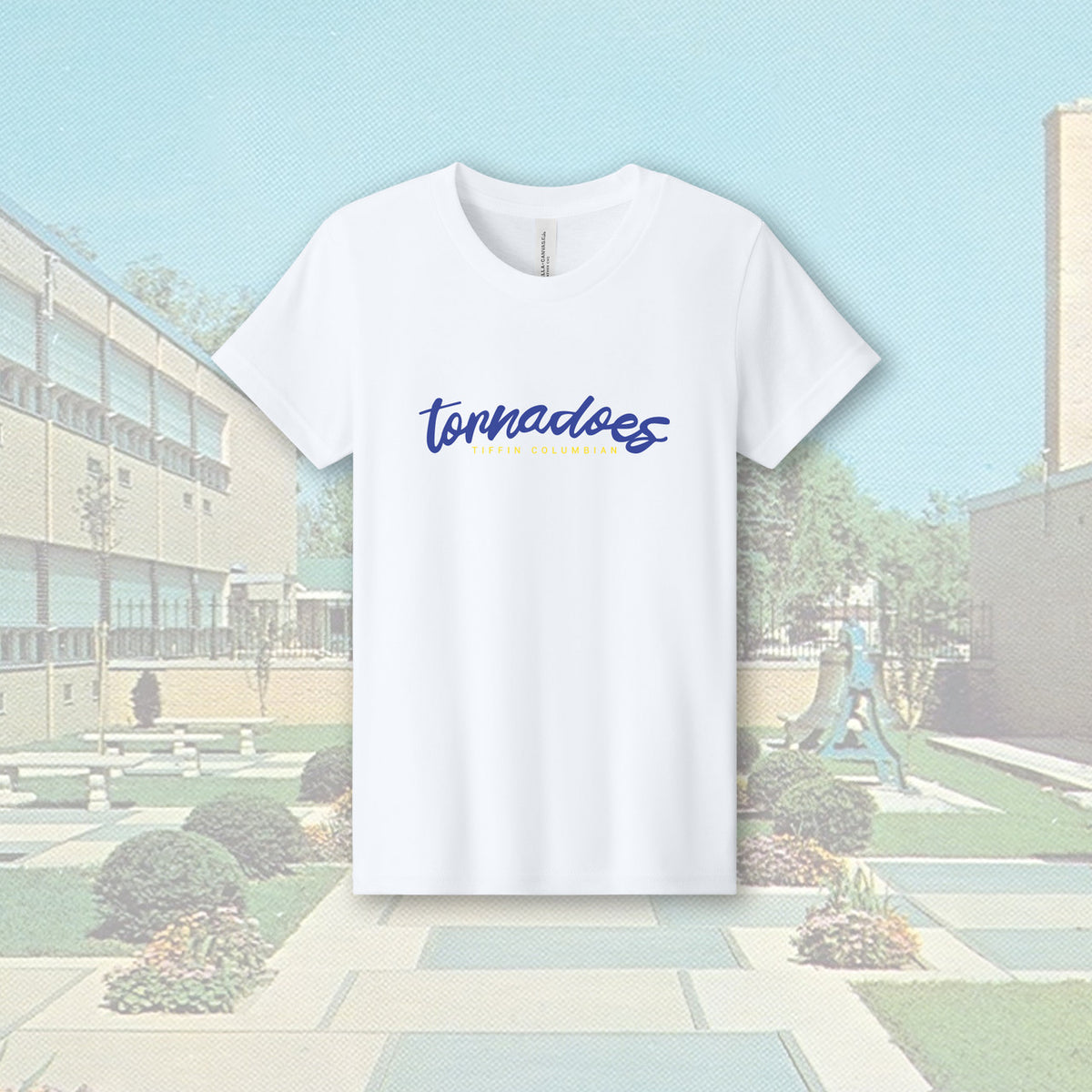 Tiffin Columbian Tornadoes Script White Youth Unisex T-Shirt