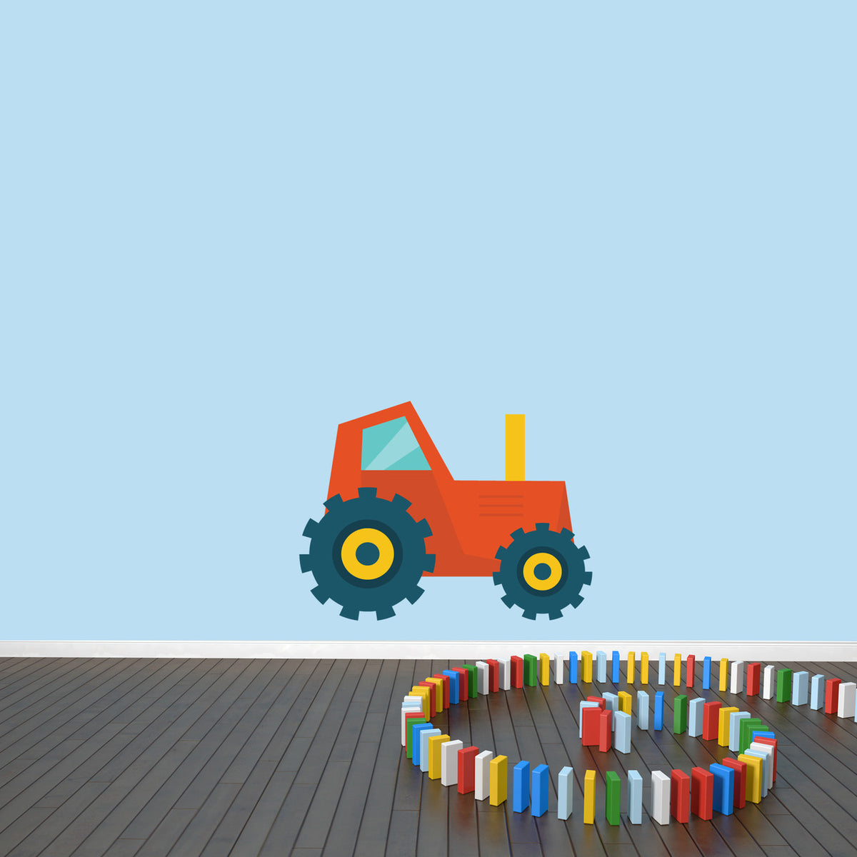 Tractor Printed Wall Decal 24" wide x 18" tall Orange Sample Image