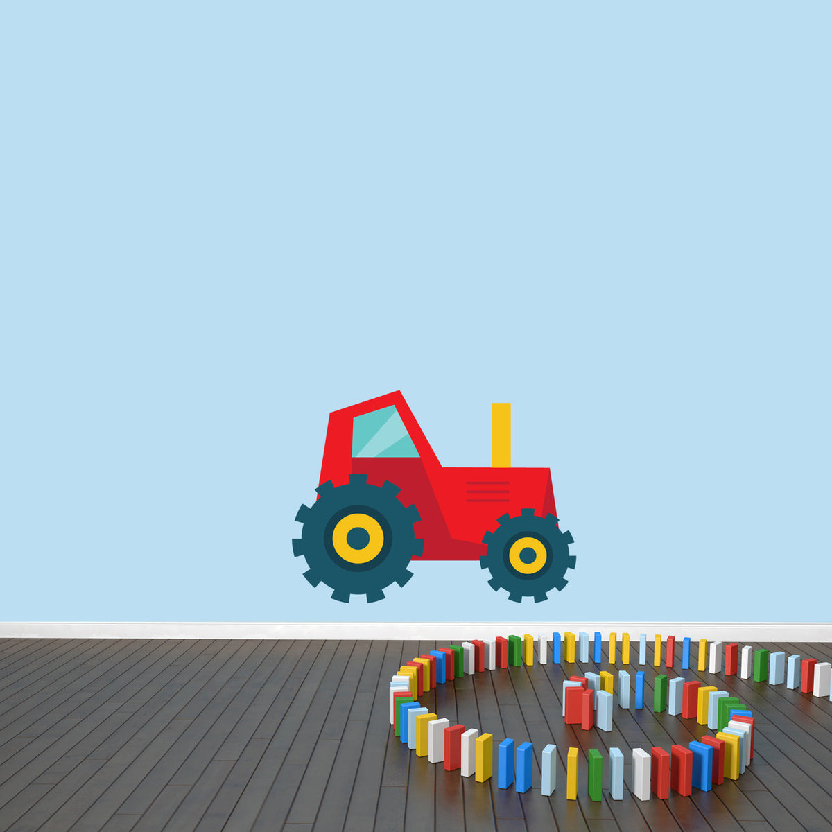 Tractor Printed Wall Decal 24" wide x 18" tall Red Sample Image