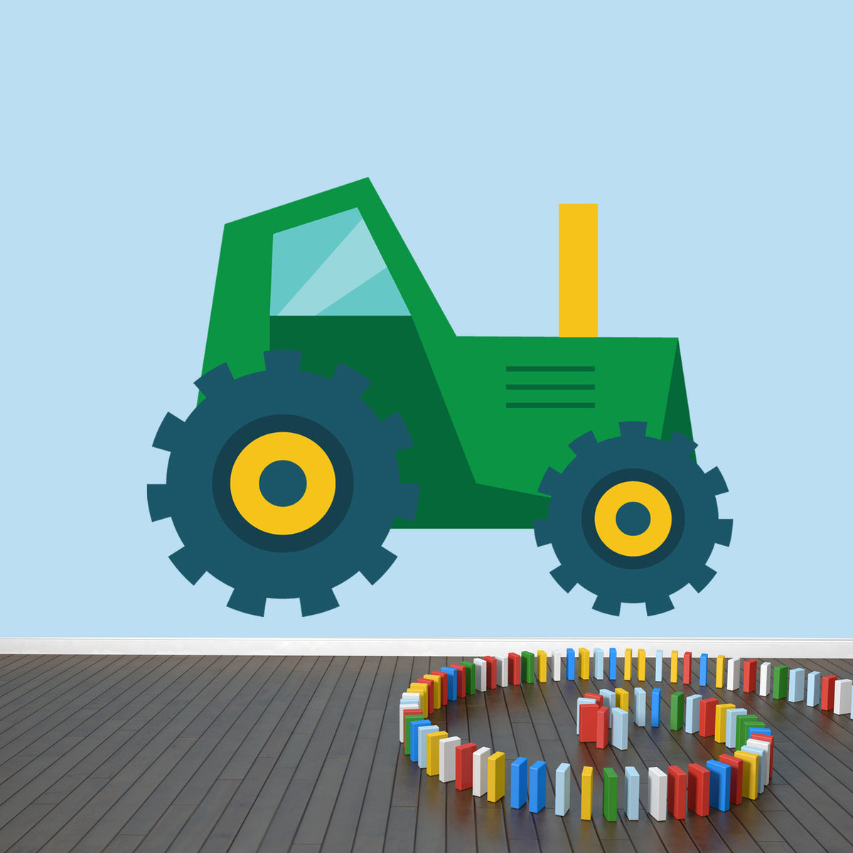Tractor Printed Wall Decal 48" wide x 36" tall Green Sample Image