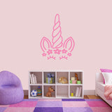 Unicorn Face Silhouette Wall Decal 27" wide x 36" tall Sample Image