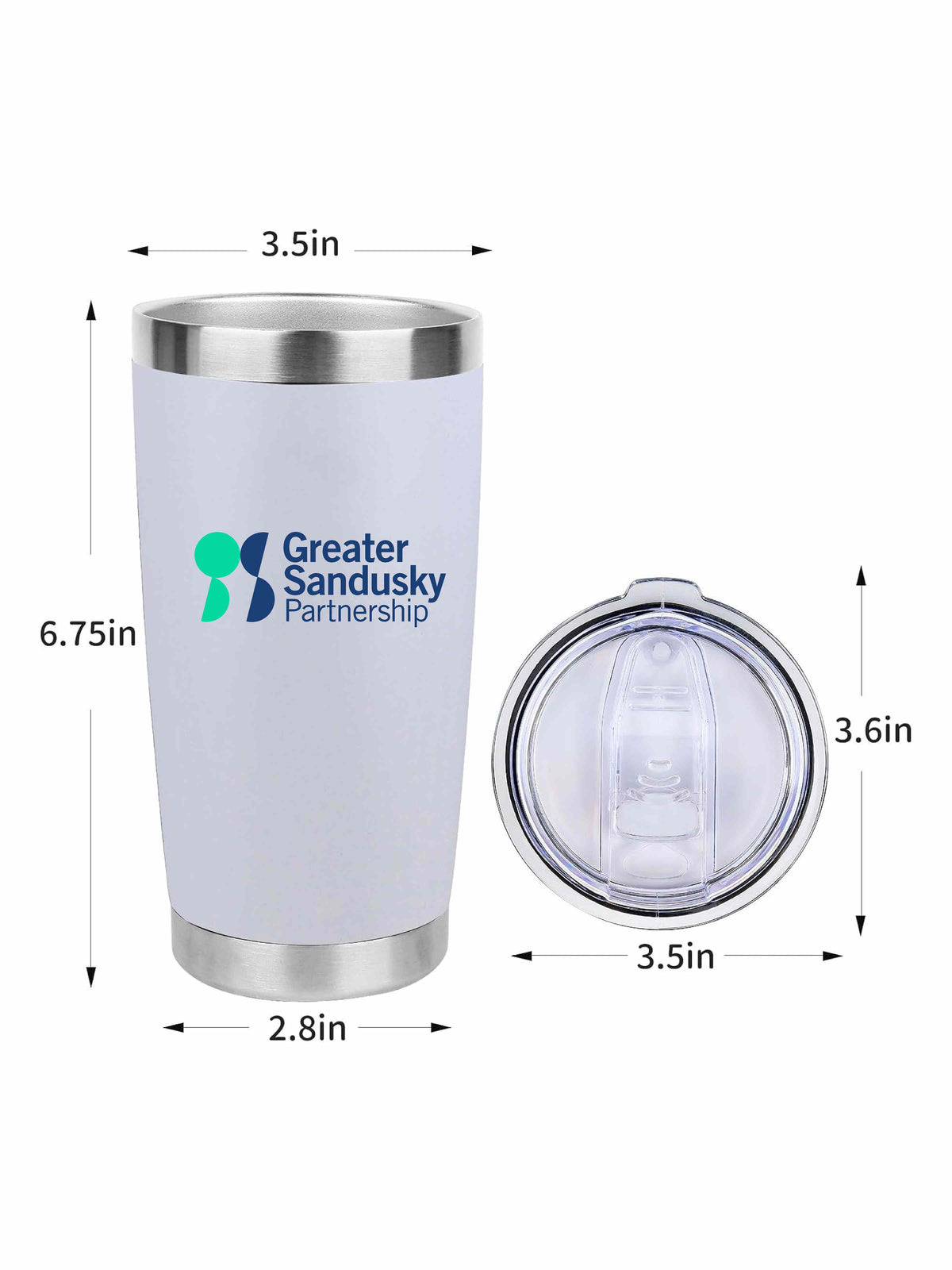 GSP White Stainless Steel Tumbler Coffee Mug