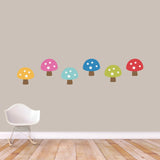 Woodland Forest Colorful Mushroom Printed Wall Decal Set