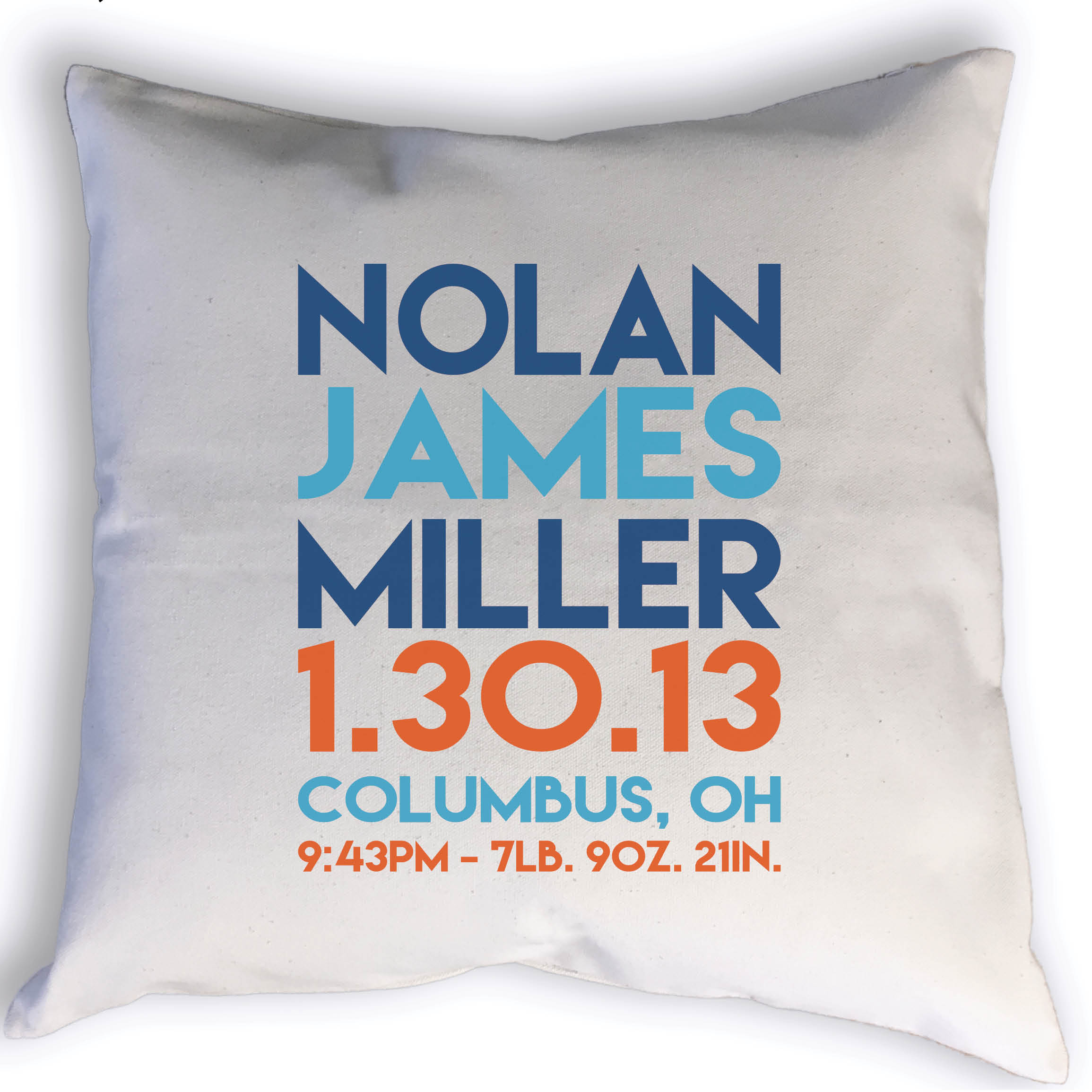 Custom Birth Stats pillow