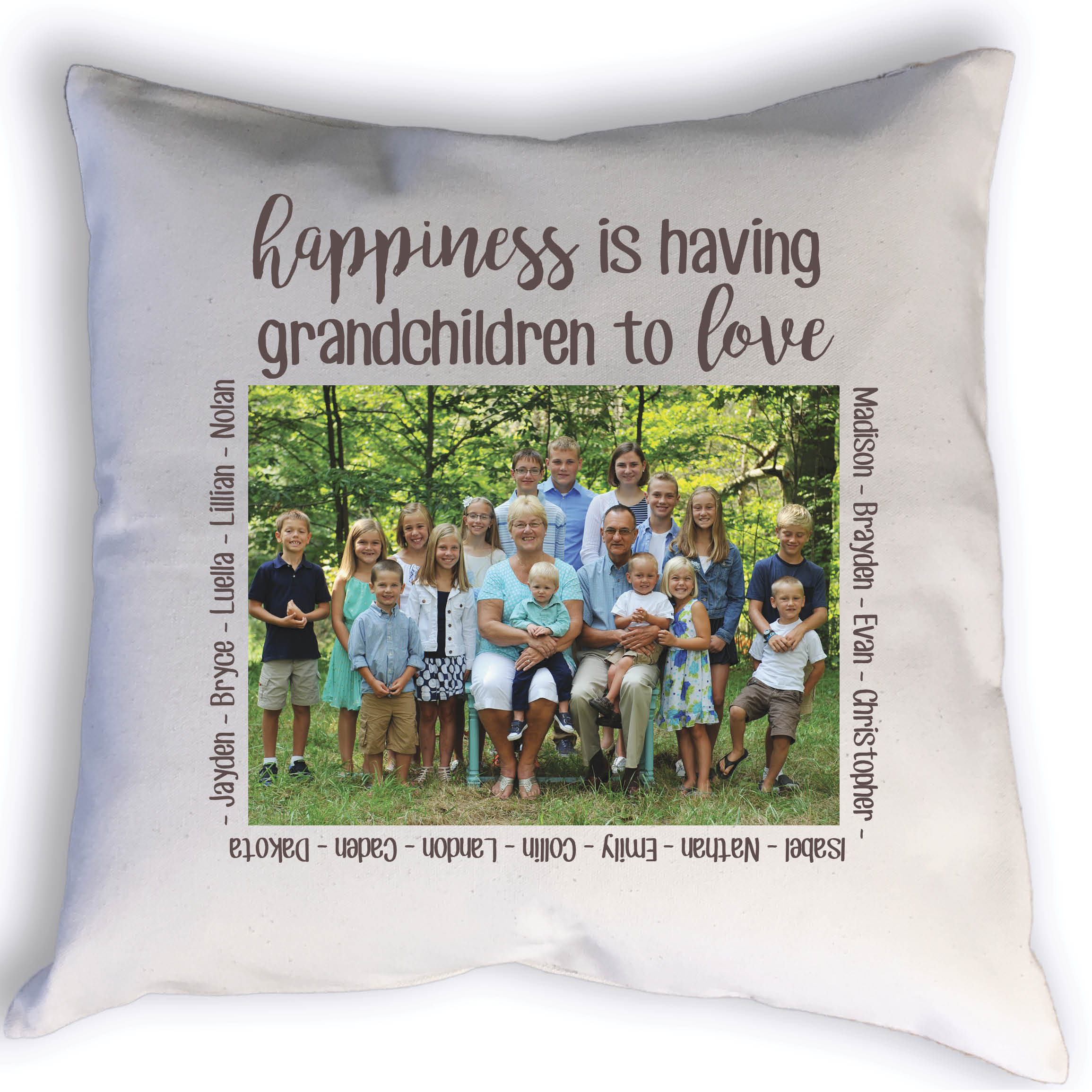 Custom Grandchildren Photo & Names Pillow